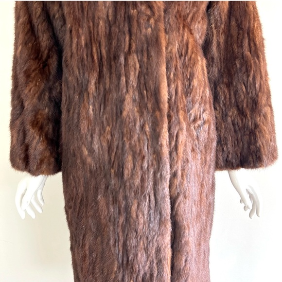 FURS by TRUESDELL Genuine Brown Mink Fur Long Sleeves Full Length Coat Sz M-L - Picture 3 of 16